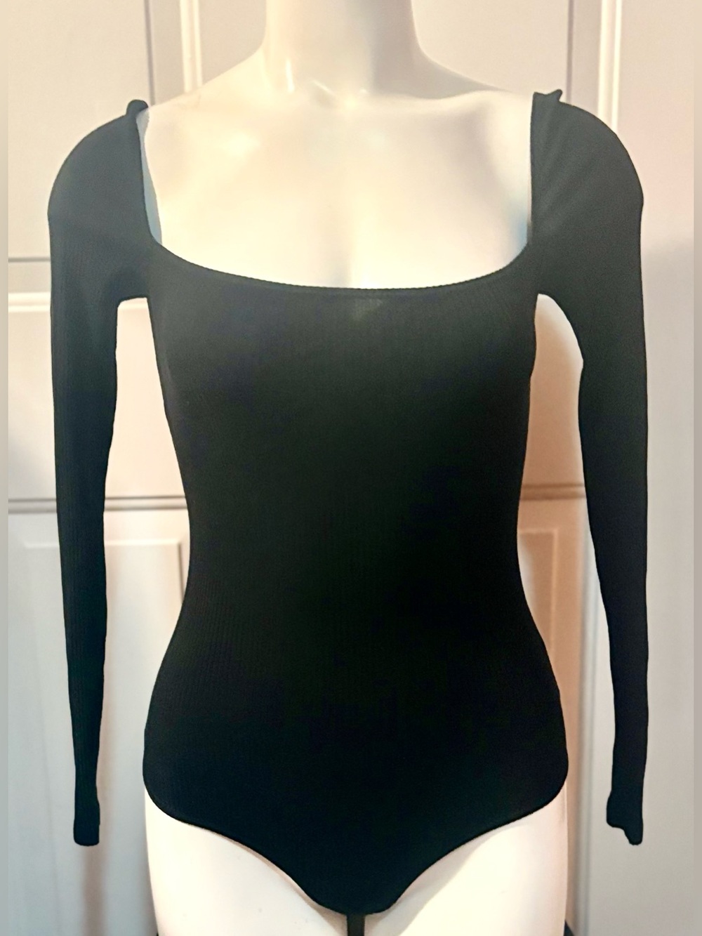Reformation Jeans Black long sleeve square neck bodysuit Women’s size Small